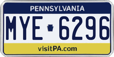 PA license plate MYE6296