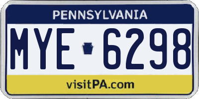 PA license plate MYE6298