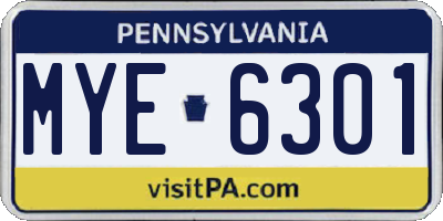 PA license plate MYE6301