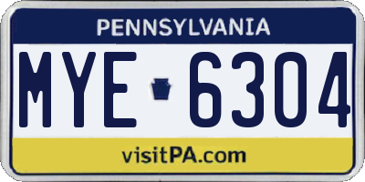 PA license plate MYE6304
