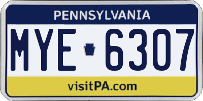 PA license plate MYE6307