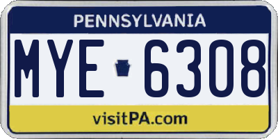 PA license plate MYE6308