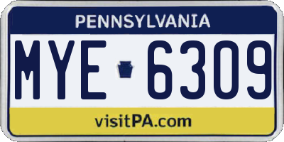 PA license plate MYE6309