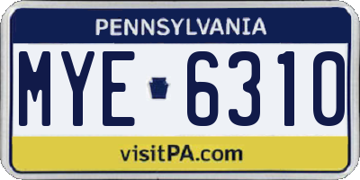 PA license plate MYE6310