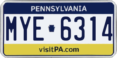 PA license plate MYE6314