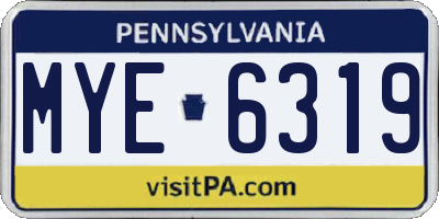 PA license plate MYE6319