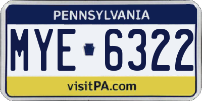 PA license plate MYE6322