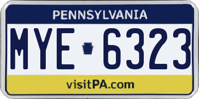 PA license plate MYE6323