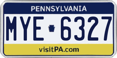 PA license plate MYE6327