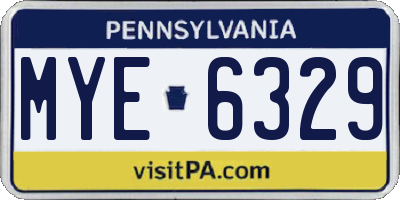 PA license plate MYE6329