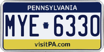 PA license plate MYE6330