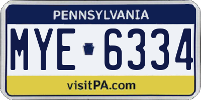 PA license plate MYE6334