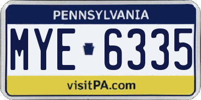 PA license plate MYE6335