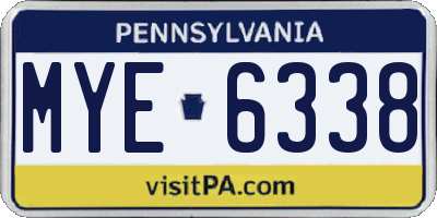 PA license plate MYE6338