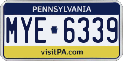 PA license plate MYE6339