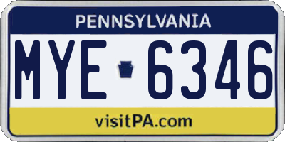 PA license plate MYE6346