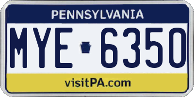 PA license plate MYE6350