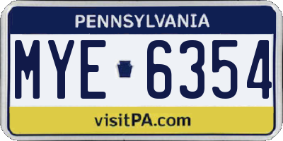 PA license plate MYE6354