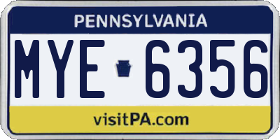 PA license plate MYE6356