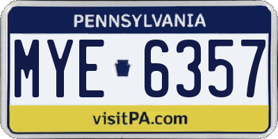 PA license plate MYE6357