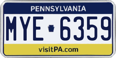 PA license plate MYE6359