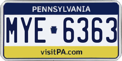 PA license plate MYE6363
