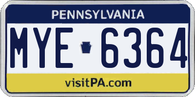 PA license plate MYE6364