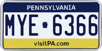 PA license plate MYE6366