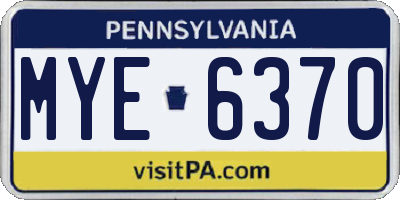 PA license plate MYE6370