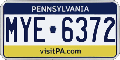 PA license plate MYE6372