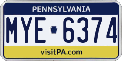 PA license plate MYE6374