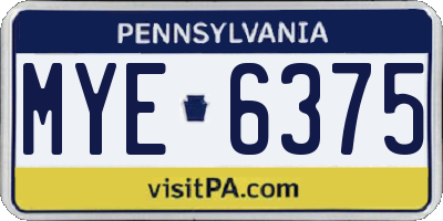 PA license plate MYE6375