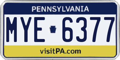 PA license plate MYE6377