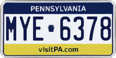 PA license plate MYE6378