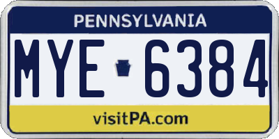 PA license plate MYE6384