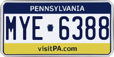 PA license plate MYE6388