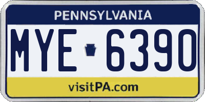 PA license plate MYE6390