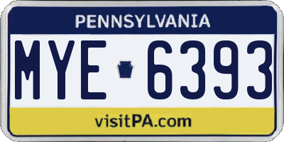 PA license plate MYE6393