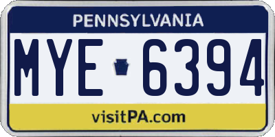 PA license plate MYE6394