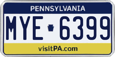 PA license plate MYE6399