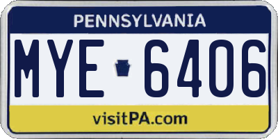 PA license plate MYE6406