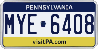 PA license plate MYE6408