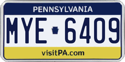 PA license plate MYE6409