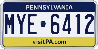 PA license plate MYE6412