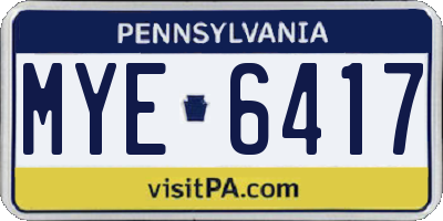 PA license plate MYE6417