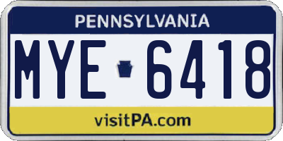 PA license plate MYE6418