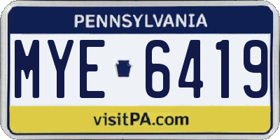 PA license plate MYE6419