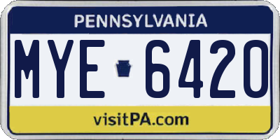 PA license plate MYE6420