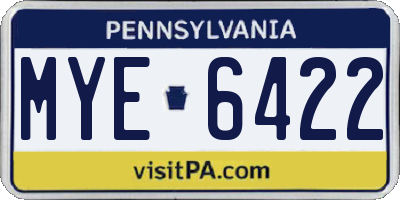 PA license plate MYE6422