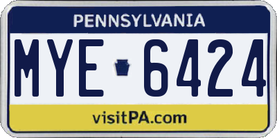 PA license plate MYE6424